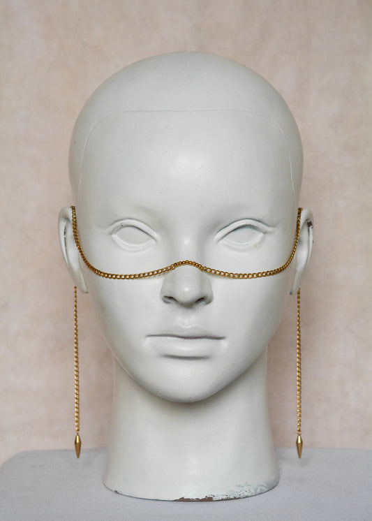 Chaîne de visage en acier inoxydable doré, mailles classiques. Bijou intemporel, pour look boho chic.