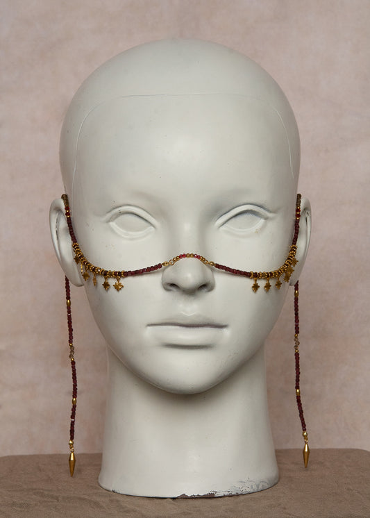 Chaîne de visage en pierres fines naturelles et acier inoxydable doré, bijou de visage pour festival, costume, look bohème oriental