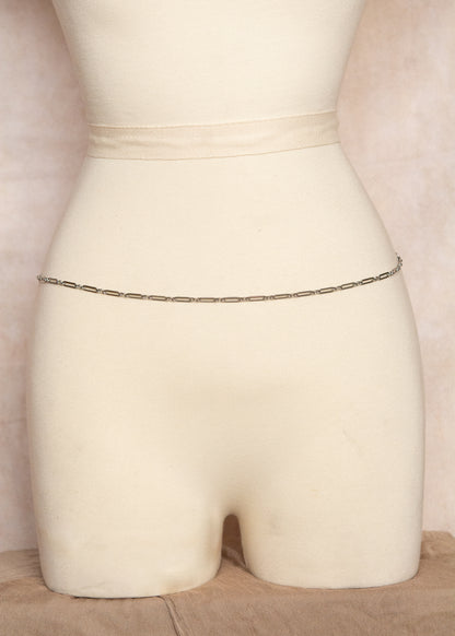 Chaîne de taille acier inoxydable motif Figaro, sur mesure. Style minimaliste, body chain, festival, boho. Fait main à Montréal.