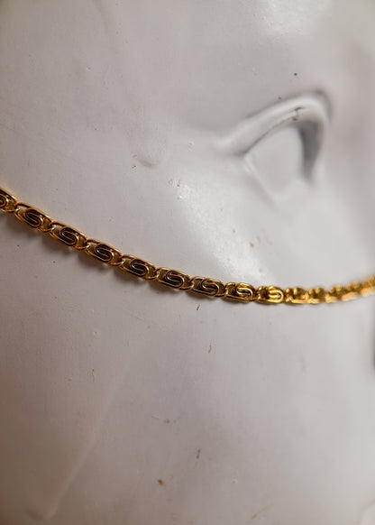 Bijou facial en chaîne d'acier inoxydable plaqué or, perles grises Miyuki et pendentifs dorés 18 carats. Accessoire précieux, look bohème. Bijou festival.