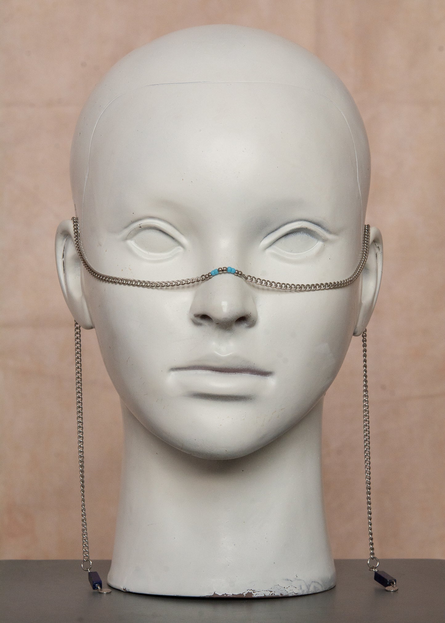 Chaîne de visage unisexe lapis lazuli et perles bleues, bijou facial d'inspiration babylonienne, bijou de tête en acier inoxydable pour festivals, événements, costumes.