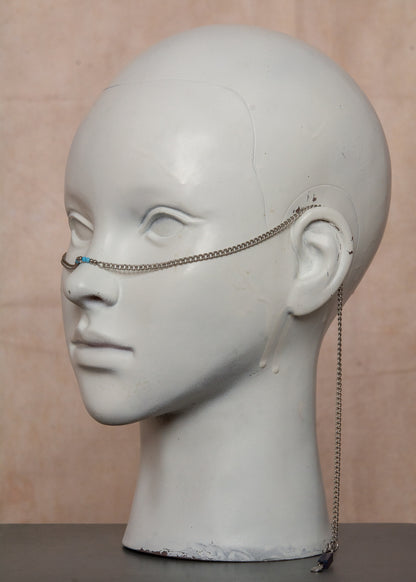 Chaîne de visage unisexe lapis lazuli et perles bleues, bijou facial d'inspiration babylonienne, bijou de tête en acier inoxydable pour festivals, événements, costumes.