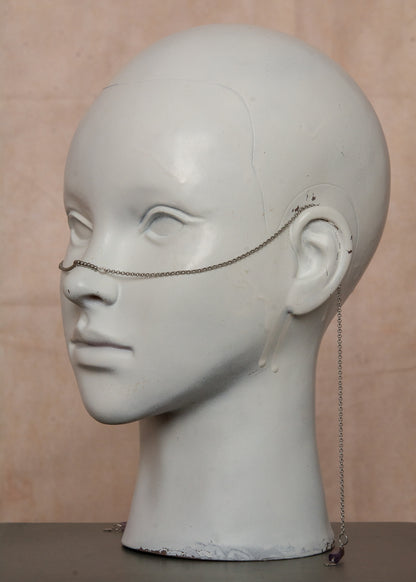 Chaîne de visage unisexe minimaliste acier inoxydable et améthyste, ornement facial festival.